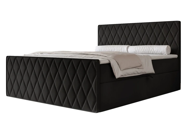 Łóżko kontynentalne z pojemnikiem na pościel Diamond Czarny