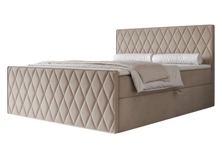 Łóżko kontynentalne z pojemnikiem na pościel Diamond Szaro-beżowy