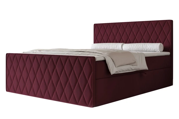 Łóżko kontynentalne z pojemnikiem na pościel Diamond Bordowy