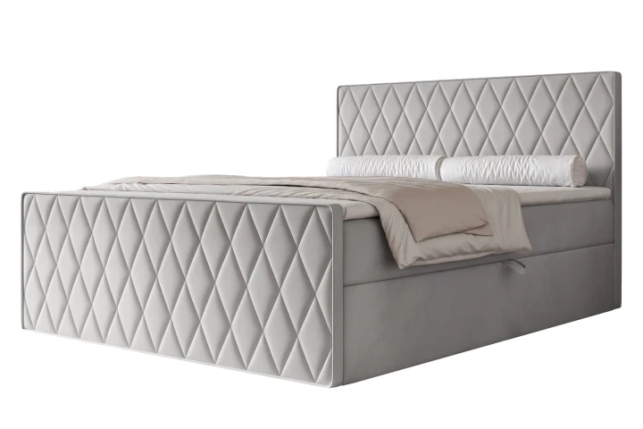 Łóżko kontynentalne z pojemnikiem na pościel Diamond Gołębi Szary