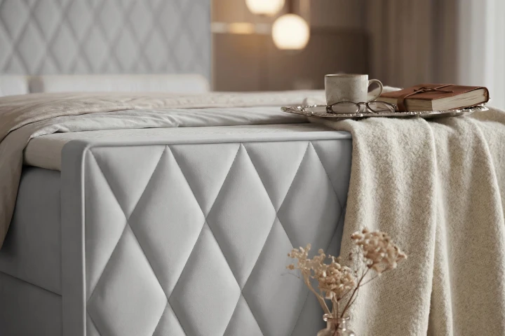 Łóżko kontynentalne z pojemnikiem na pościel Diamond Gołębi Szary