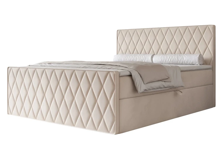 Łóżko kontynentalne z pojemnikiem na pościel Diamond Ecru