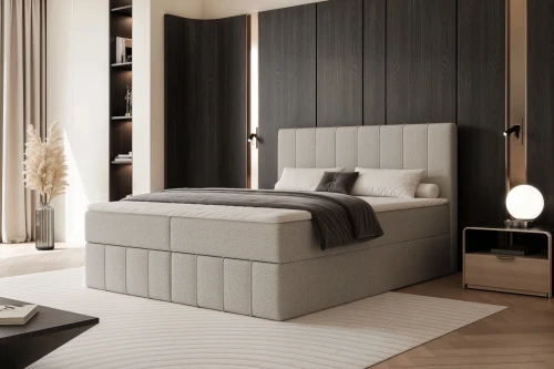 Łóżko kontynentalne z pojemnikiem na pościel Elite Szaro-beżowy