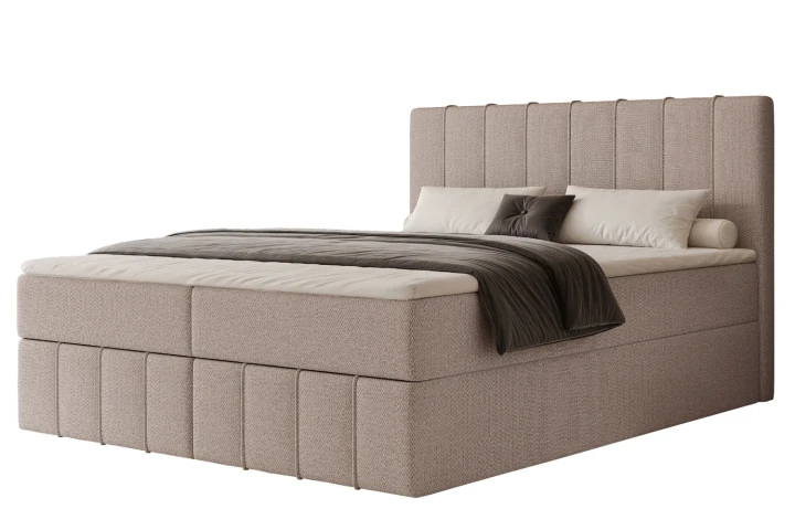 Łóżko kontynentalne z pojemnikiem na pościel Elite Beż kawowy