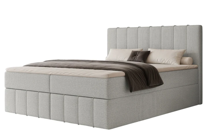 Łóżko kontynentalne z pojemnikiem na pościel Elite Jasny stalowy