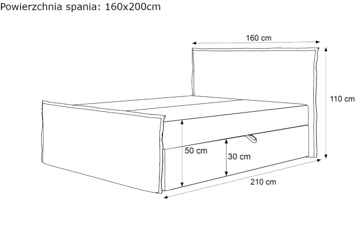 Łóżko kontynentalne z pojemnikiem na pościel Marino wymiary 160