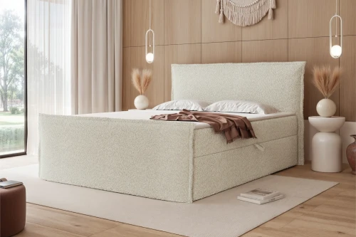 Łóżko kontynentalne z pojemnikiem na pościel Marino Śmietankowy
