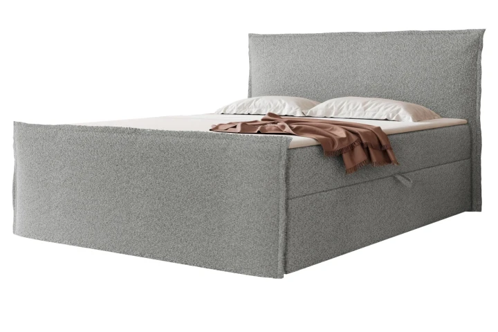 Łóżko kontynentalne z pojemnikiem na pościel Marino Jasny szary