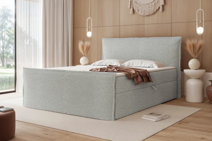 Łóżko kontynentalne z pojemnikiem na pościel Marino Platynowy szary