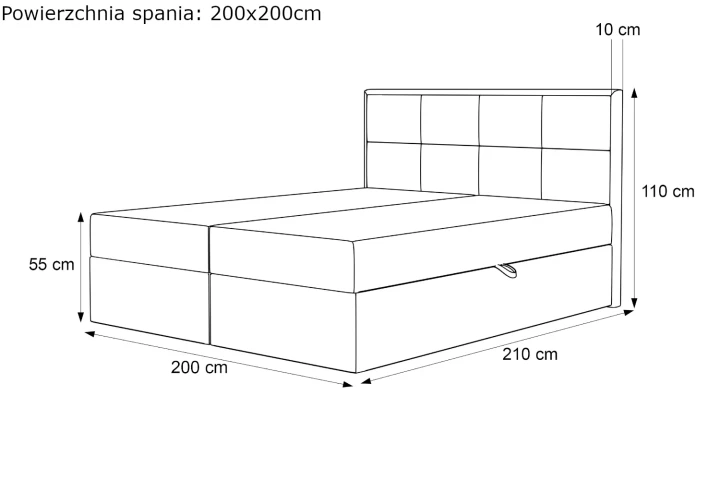Łóżko kontynentalne z pojemnikiem na pościel Imperial  wymiary 200