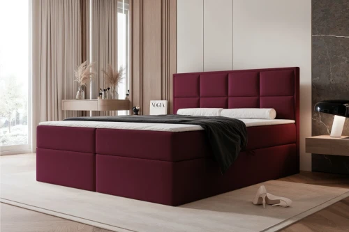 Łóżko kontynentalne z pojemnikiem na pościel Imperial Bordowy