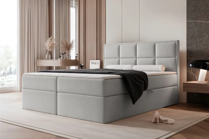 Łóżko kontynentalne z pojemnikiem na pościel Imperial Gołębi Szary