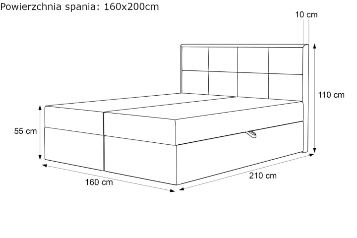 Łóżko kontynentalne z pojemnikiem na pościel Imperial  wymiary 160