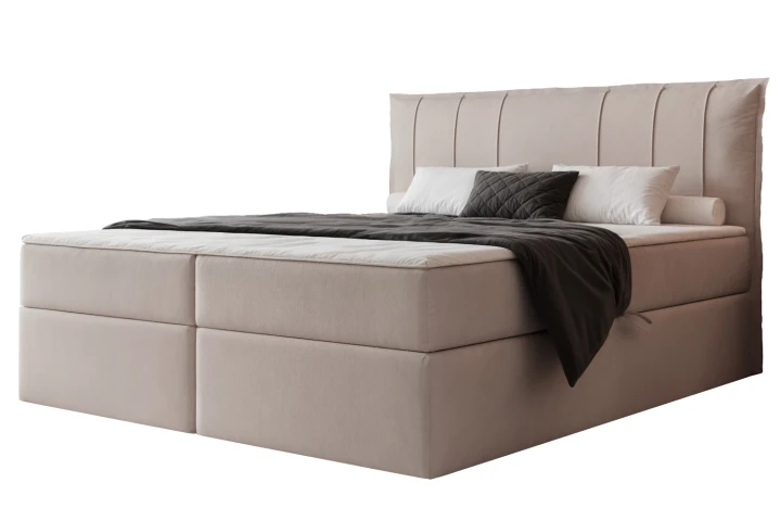 Łóżko kontynentalne z pojemnikiem na pościel Vertico Szaro-beżowy