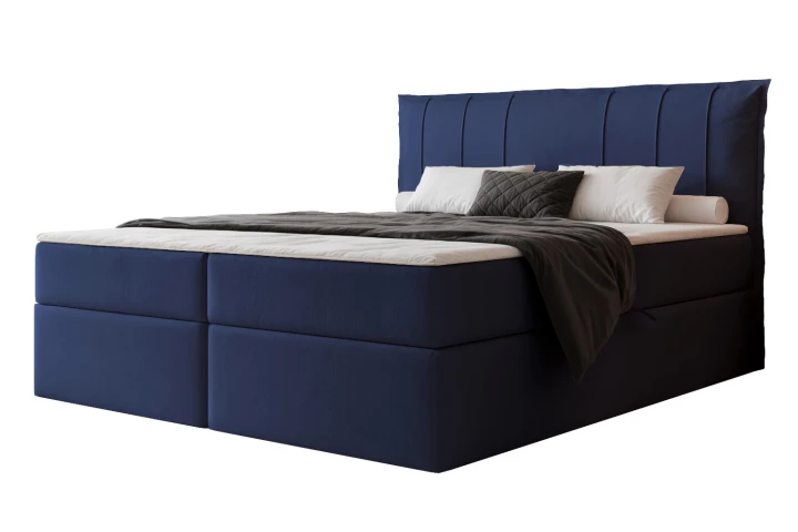 Łóżko kontynentalne z pojemnikiem na pościel Vertico Granatowy