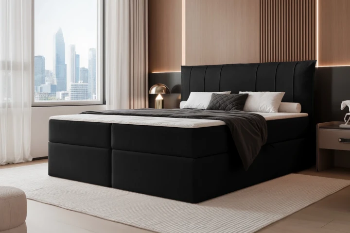 Łóżko kontynentalne z pojemnikiem na pościel Vertico Czarny