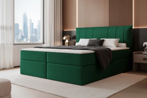 Łóżko kontynentalne z pojemnikiem na pościel Vertico Zielony