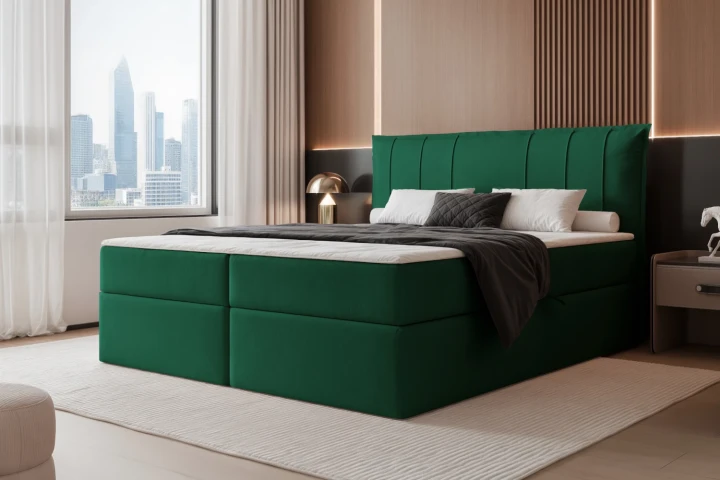 Łóżko kontynentalne z pojemnikiem na pościel Vertico Zielony
