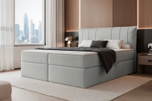 Łóżko kontynentalne z pojemnikiem na pościel Vertico Gołębi szary