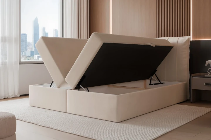 Łóżko kontynentalne z pojemnikiem na pościel Vertico