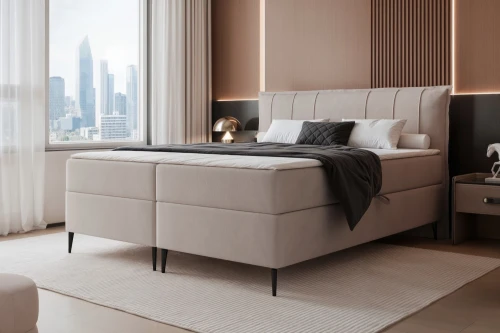 Łóżko kontynentalne z nóżkami i pojemnikiem na pościel Vertico Szaro-beżowy