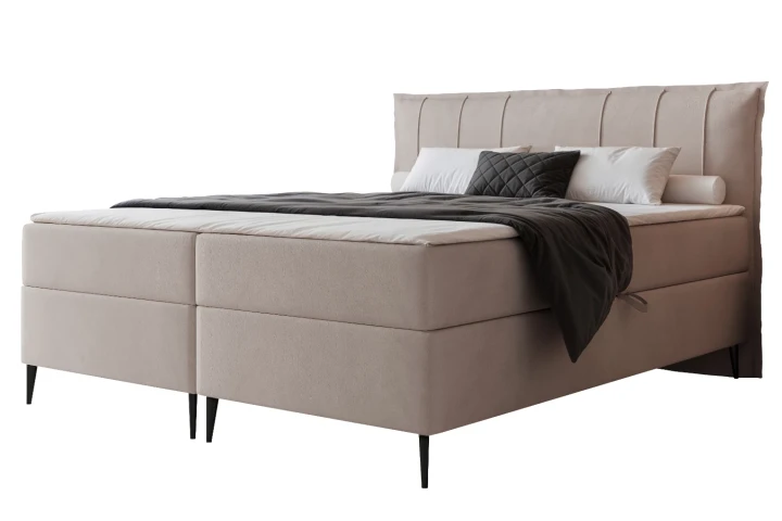 Łóżko kontynentalne z nóżkami i pojemnikiem na pościel Vertico Szaro-beżowy