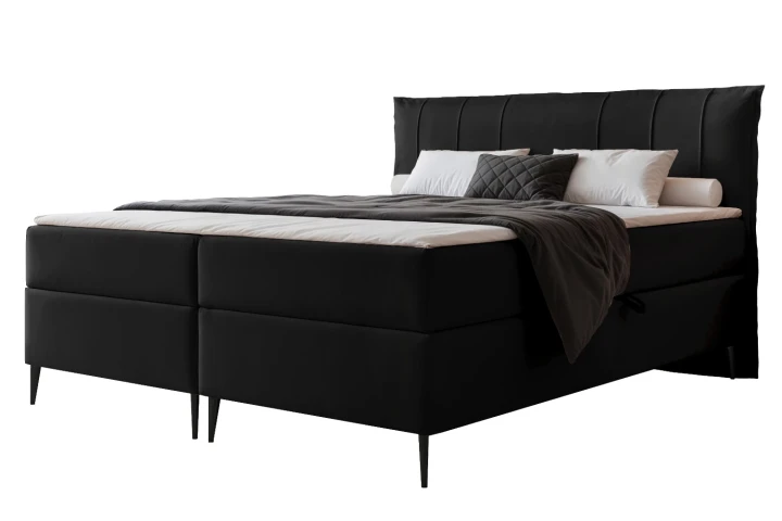 Łóżko kontynentalne z nóżkami i pojemnikiem na pościel Vertico Czarny