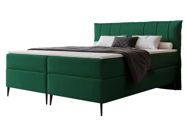 Łóżko kontynentalne z nóżkami i pojemnikiem na pościel Vertico Zielony