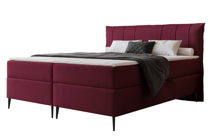Łóżko kontynentalne z nóżkami i pojemnikiem na pościel Vertico Bordowy