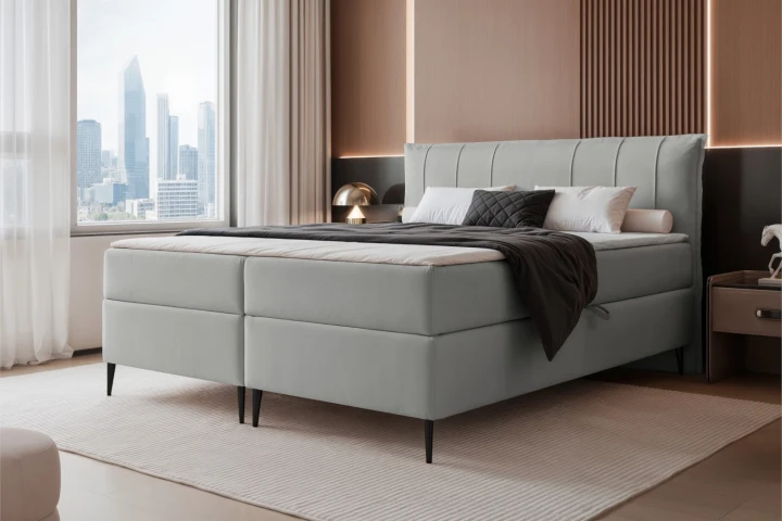 Łóżko kontynentalne z nóżkami i pojemnikiem na pościel Vertico Gołębi szary