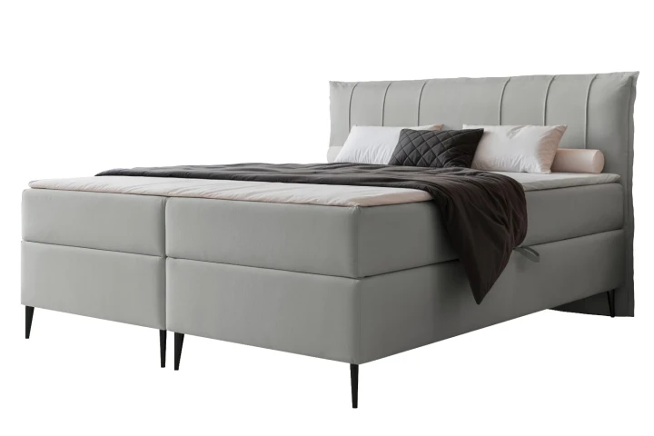 Łóżko kontynentalne z nóżkami i pojemnikiem na pościel Vertico Gołębi szary