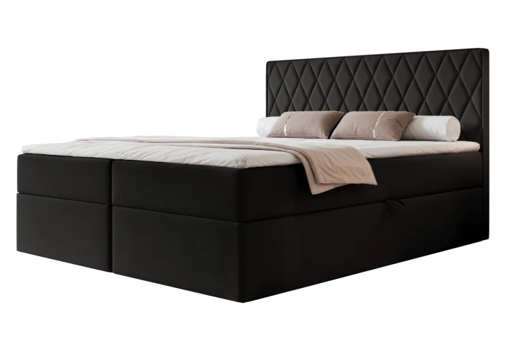 Łóżko kontynentalne z pojemnikiem na pościel Royal Czarny