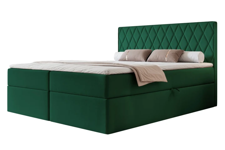 Łóżko kontynentalne z pojemnikiem na pościel Royal Zielony