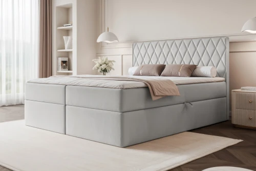 Łóżko kontynentalne z pojemnikiem na pościel Royal Gołębi Szary