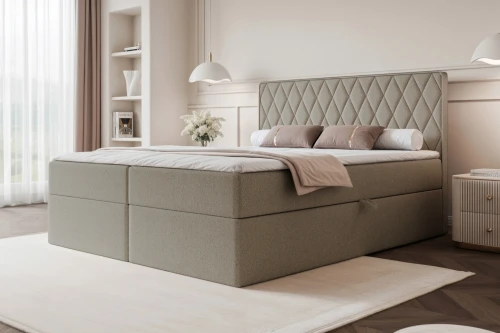 Łóżko kontynentalne z pojemnikiem na pościel Royal Taupe