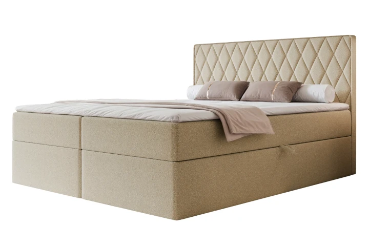 Łóżko kontynentalne z pojemnikiem na pościel Royal Beżowy