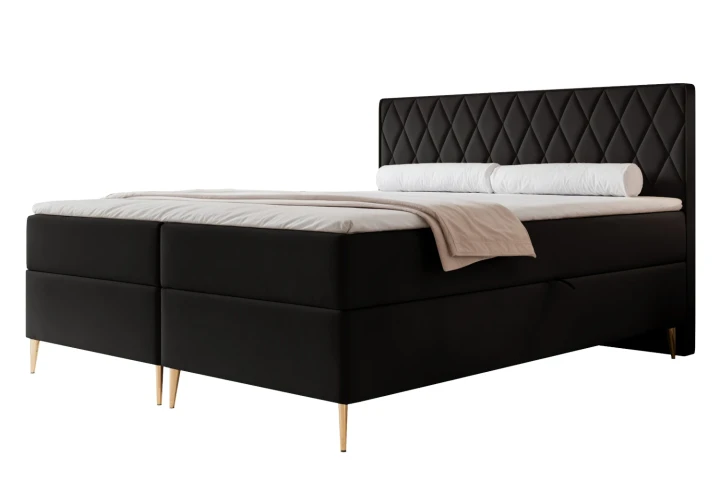 Łóżko kontynentalne z nóżkami i pojemnikiem na pościel Royal Czarny