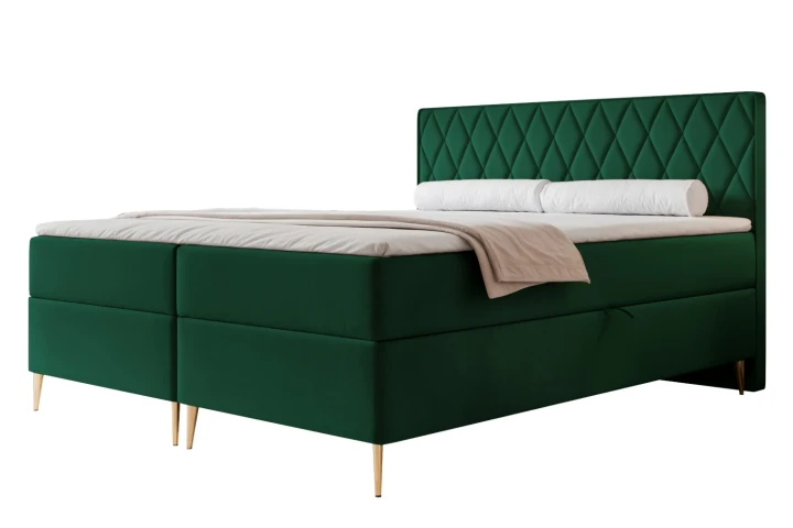 Łóżko kontynentalne z nóżkami i pojemnikiem na pościel Royal Zielony