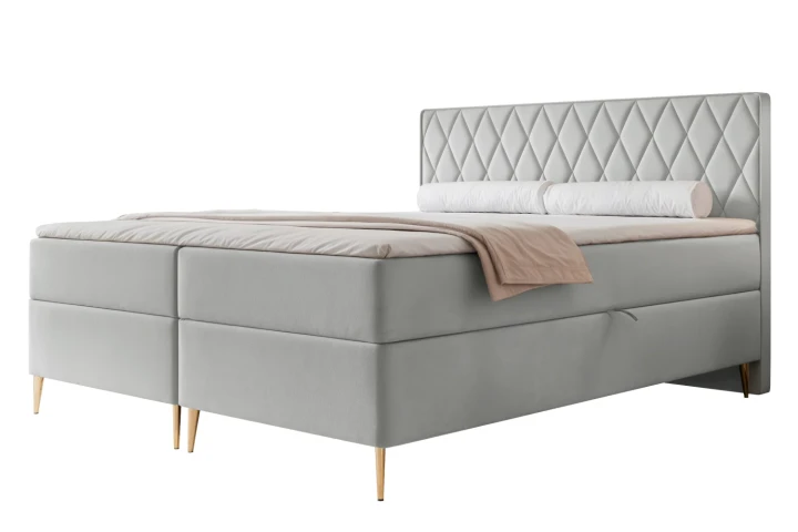 Łóżko kontynentalne z nóżkami i pojemnikiem na pościel Royal Gołębi Szary