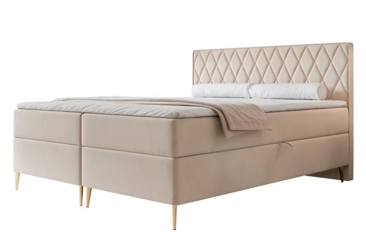 Łóżko kontynentalne z nóżkami i pojemnikiem na pościel Royal Ecru