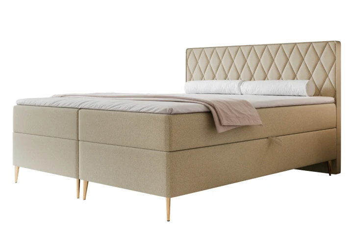 Łóżko kontynentalne z nóżkami i pojemnikiem na pościel Royal Beżowy