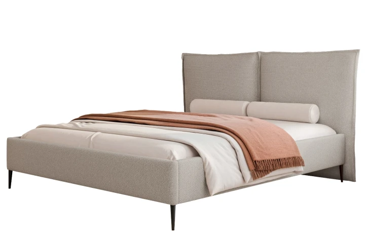 Łóżko tapicerowane do sypialni z pojemnikiem na pościel Lento Szaro-beżowy