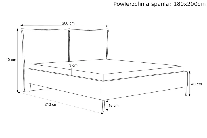 Łóżko tapicerowane do sypialni z pojemnikiem na pościel Lento wymiary 180