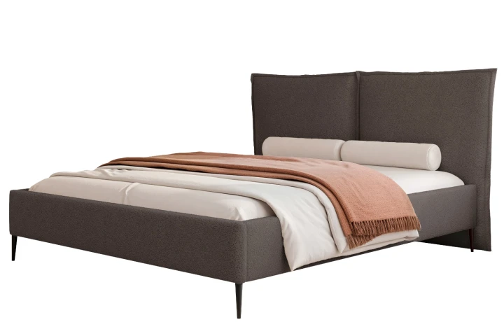 Łóżko tapicerowane do sypialni z pojemnikiem na pościel Lento Ciemny brąz