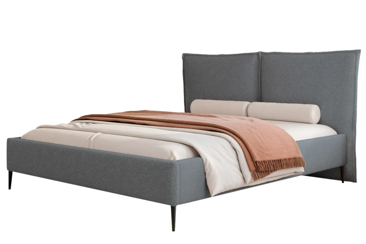 Łóżko tapicerowane do sypialni z pojemnikiem na pościel Lento Stalowy szary