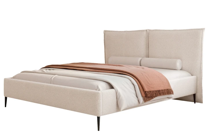 Łóżko tapicerowane do sypialni z pojemnikiem na pościel Lento Kremowy