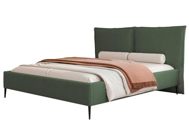 Łóżko tapicerowane do sypialni z pojemnikiem na pościel Lento Zielony