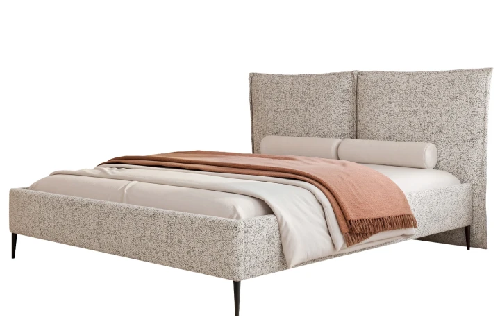 Łóżko tapicerowane do sypialni z pojemnikiem na pościel Lento Beżowy melanż