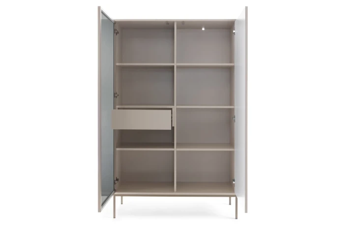 Witryna wysoka Linea z oświetleniem LED Kaszmir