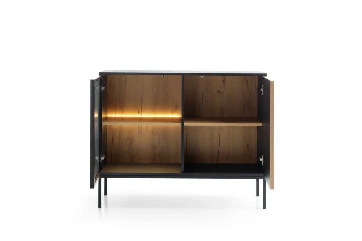 Komoda loftowa Linea 104cm z drzwiami i oświetleniem LED Dąb Wotan